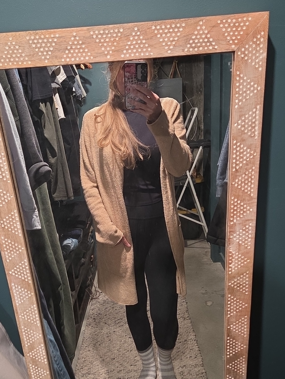 Barefoot Dreams Open-Front Long Cardigan in Camel